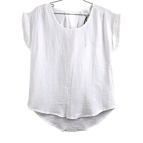Olive & Oak Gauze Oversized Short Sleeve New 100% Cotton White Top - Picture 1 of 6